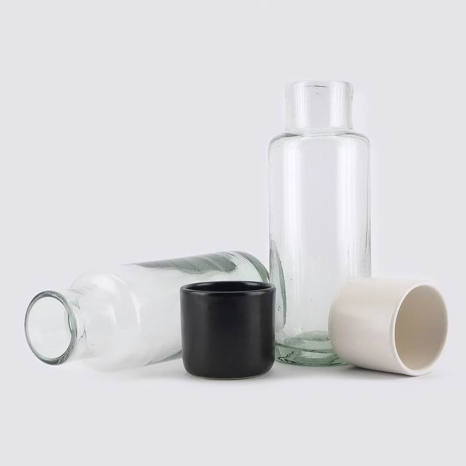 Blown Glass Carafe - Glass Bottle w/Lid