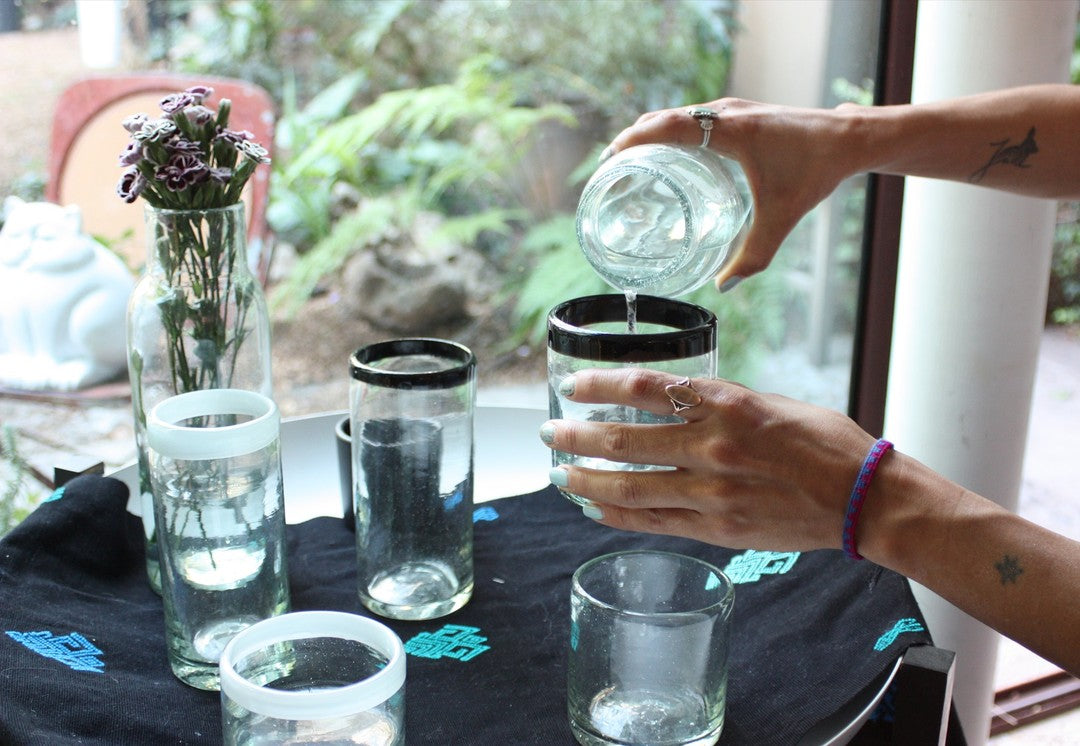 Blown Glass Carafe - Glass Bottle w/Lid