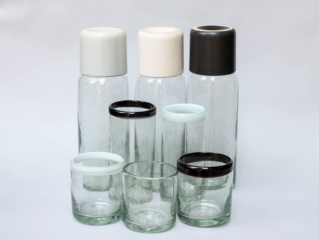Blown Glass Carafe - Glass Bottle w/Lid