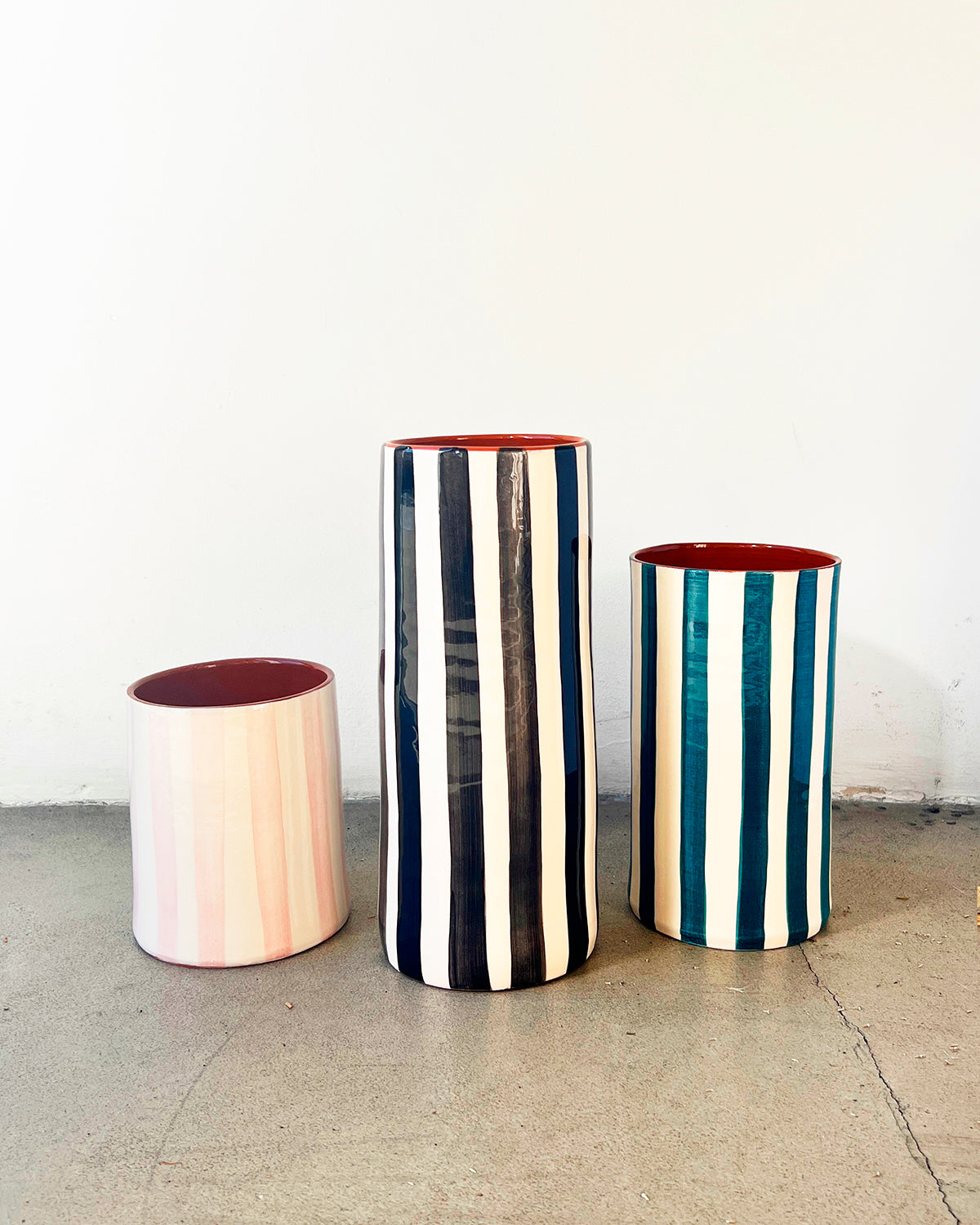 Casa Cubista Small Bold Stripe Vase in Mauve Pink