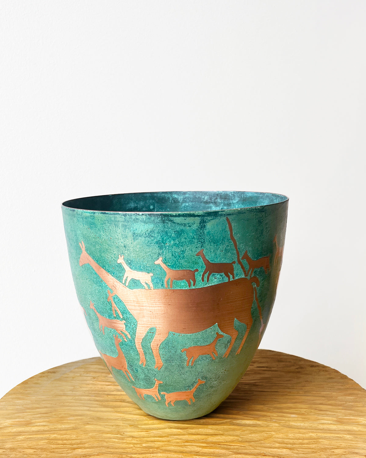 Llama Caravan Etched Copper Vessel