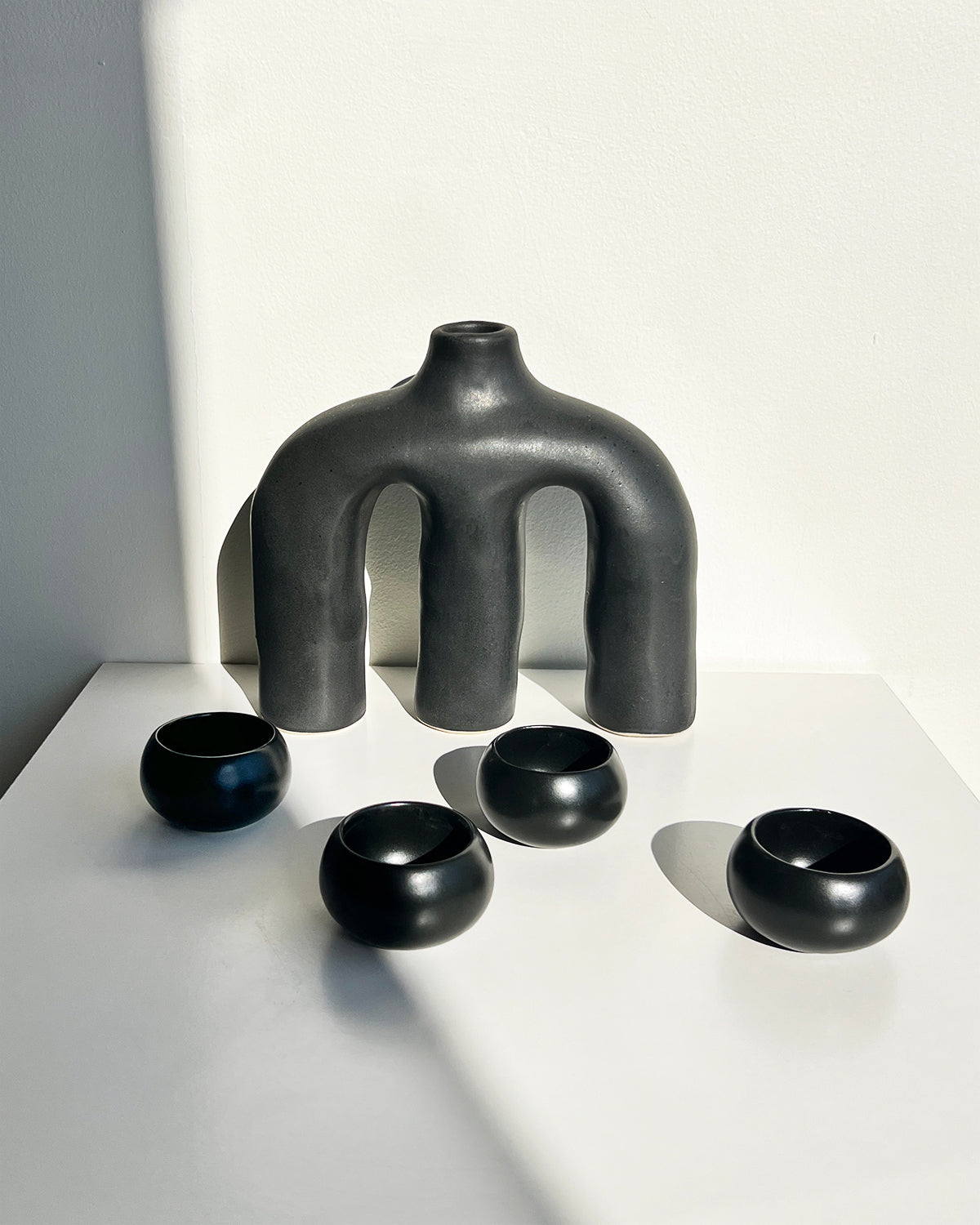 Black Velvet Stoneware Mezcal Cups - Set of 4