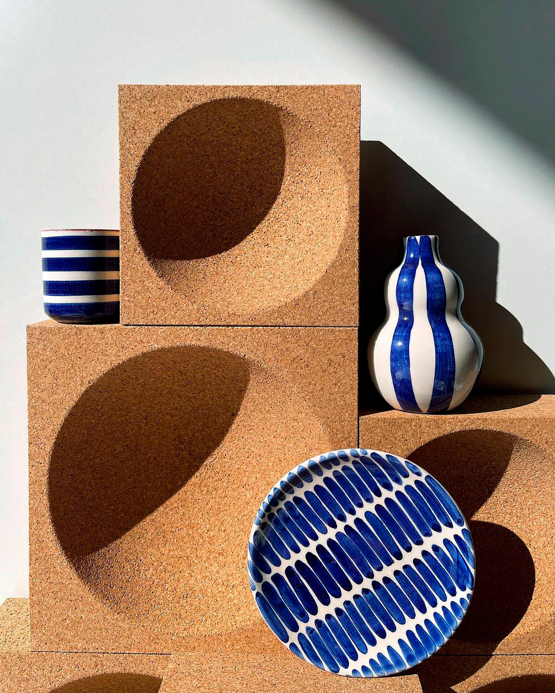 Casa Cubista Dash Pattern Plates in Blue