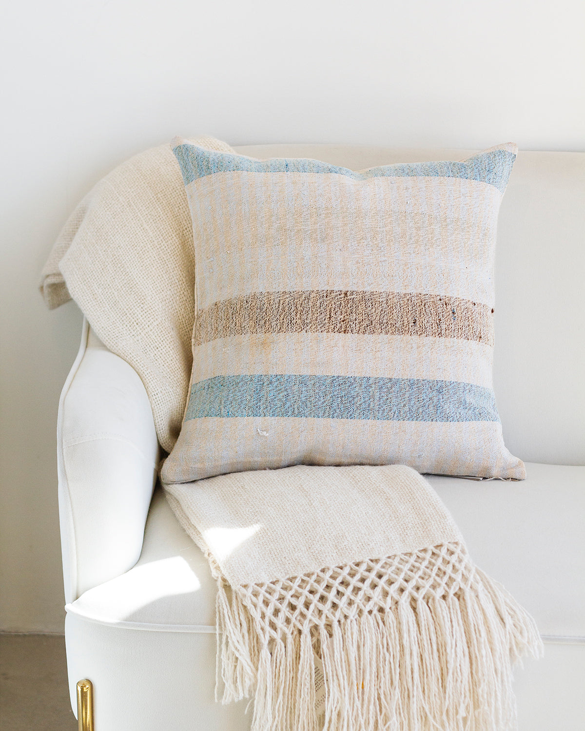 Matilde Blue Stripe Throw Pillow