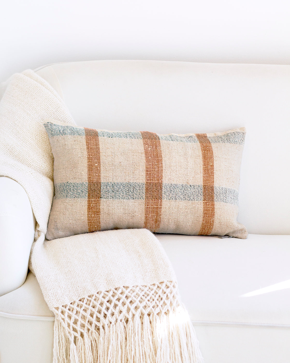 Matilde Siena and Navy Checkered Throw Pillows