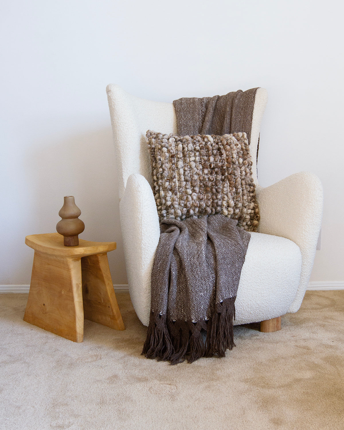Fatima Bobble Throw Pillow in Gray