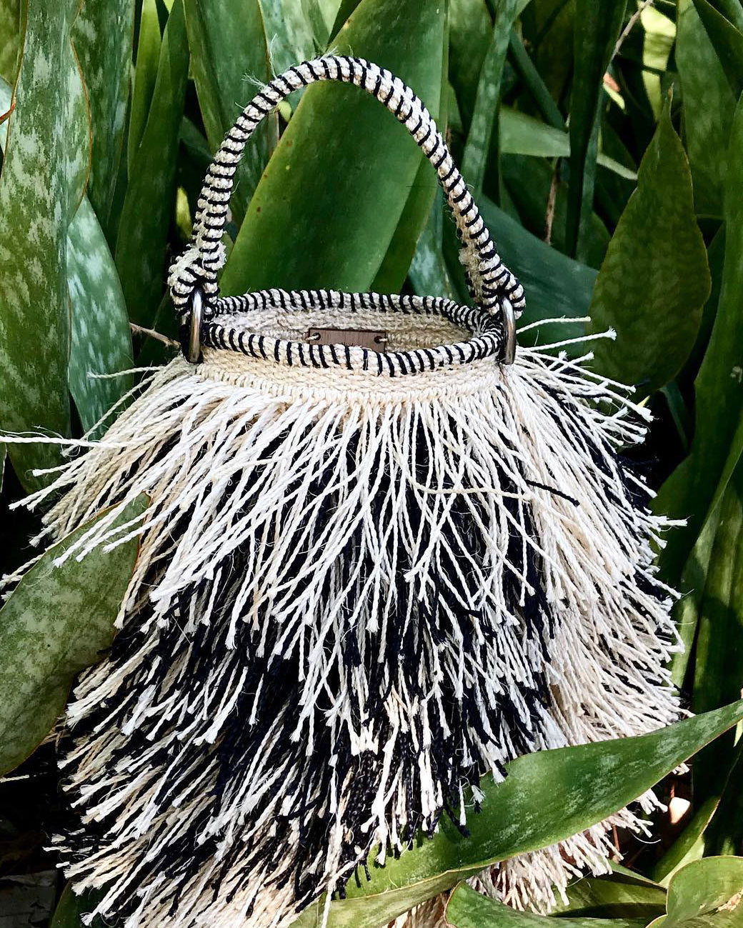 Black and White Bruja Bucket Handbag