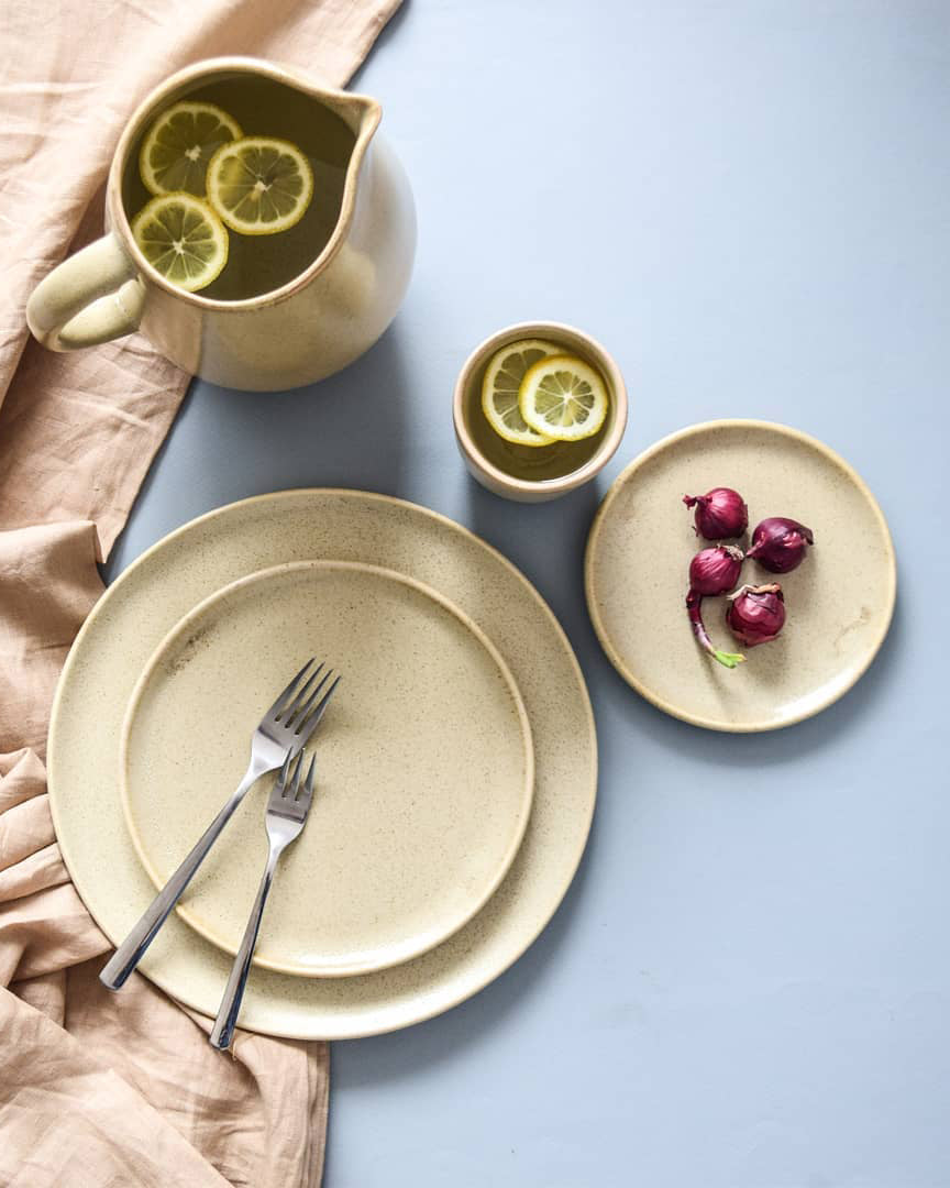 Cream Custard Handmade Dinner Plates - Set of 4