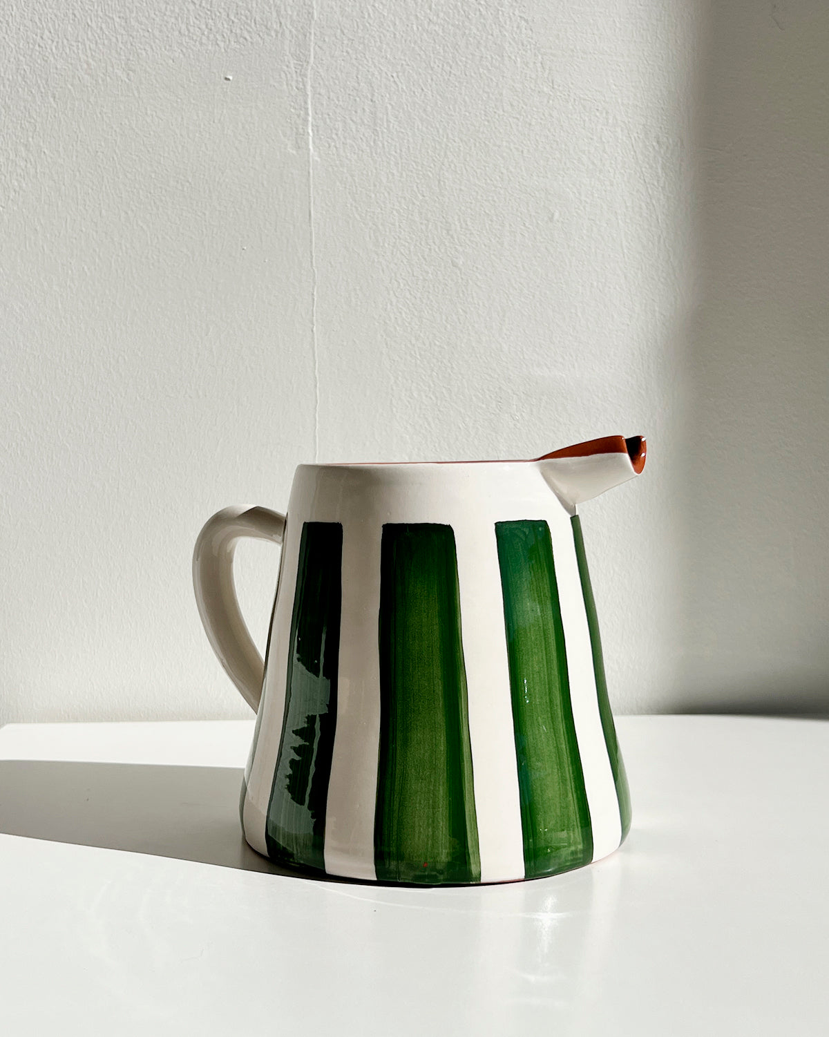 Casa Cubista Medium Striped Pitcher in Dark Green