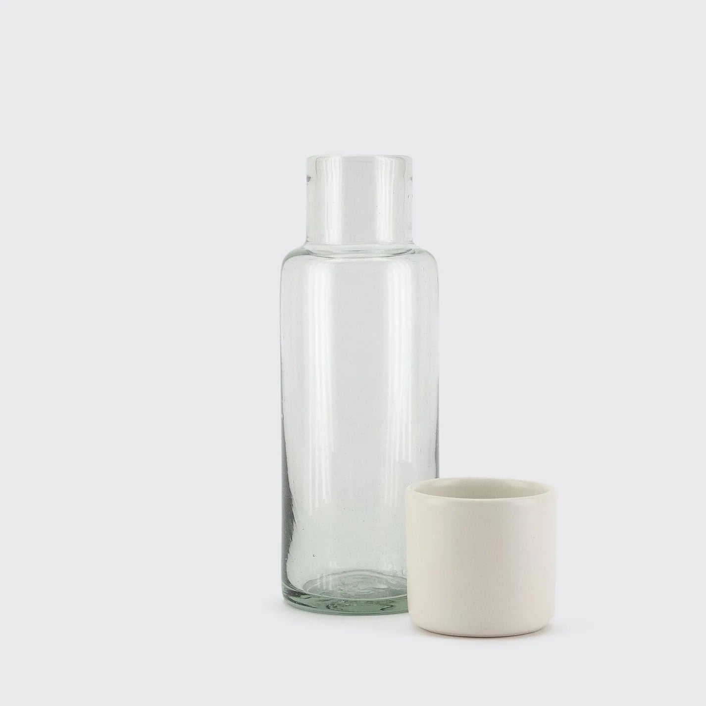 Blown Glass Bottle w/ Cup/Lid