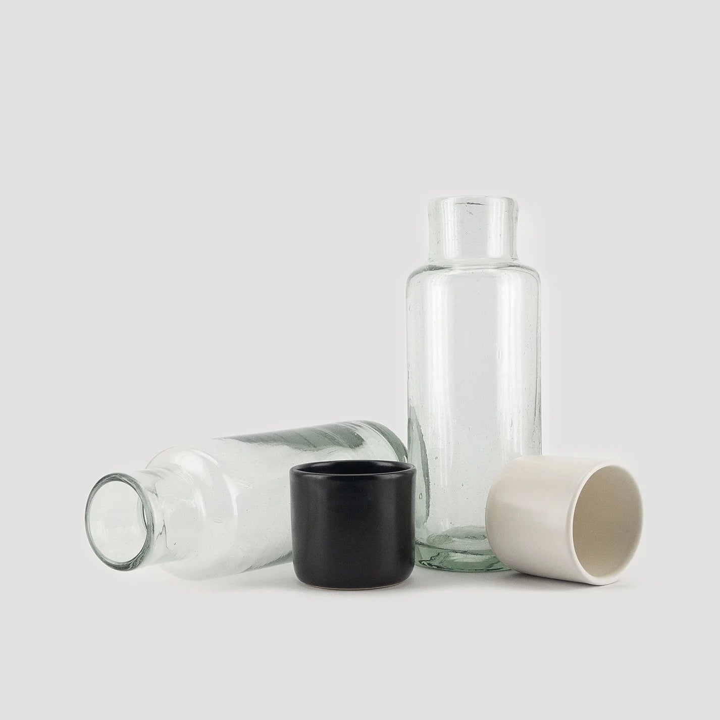 Blown Glass Bottle w/ Cup/Lid