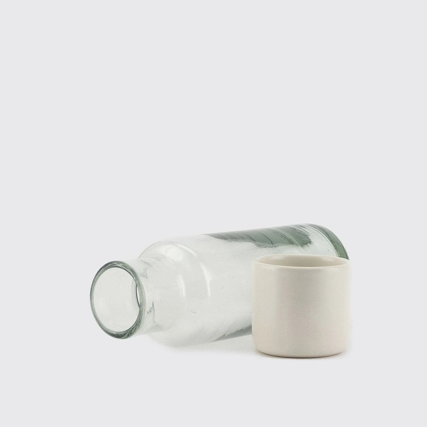 Blown Glass Bottle w/ Cup/Lid