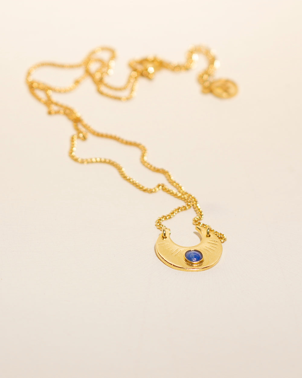 Mini Half Moon Lapis Lazuli Necklace