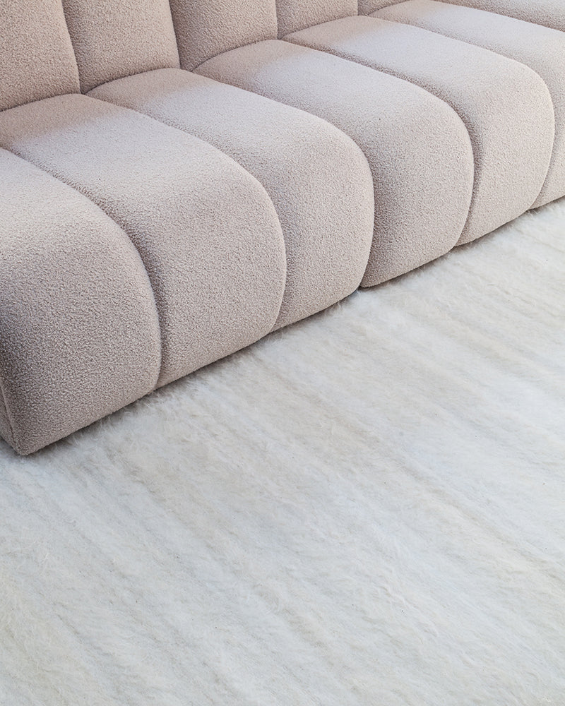 Awanay White Llama Wool Runner Area Rug - 13ft x 4ft IN STOCK