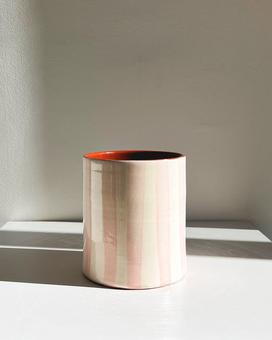 Casa Cubista Small Bold Stripe Vase in Mauve Pink