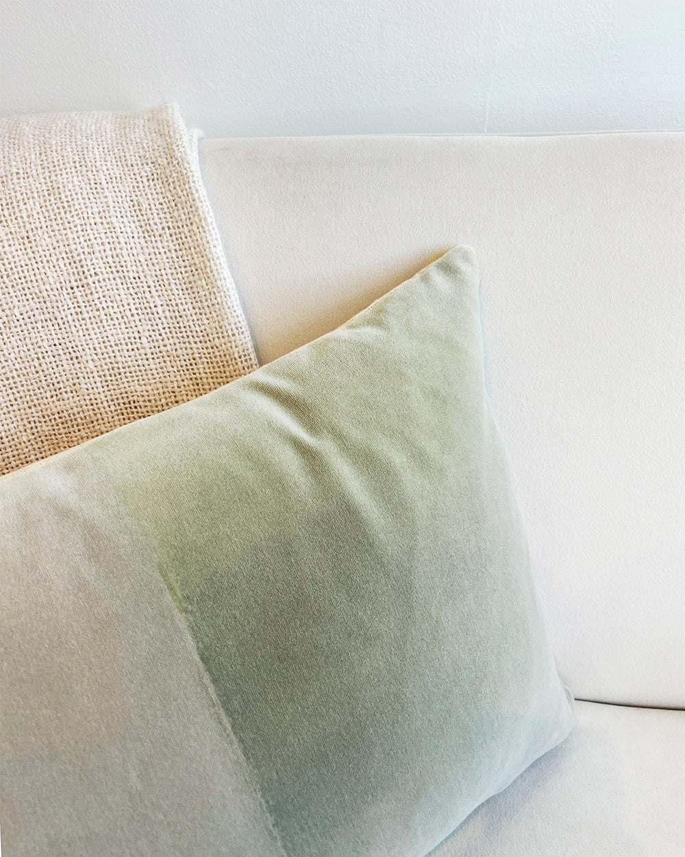 Hand-Painted Velvet Pillow - Greens