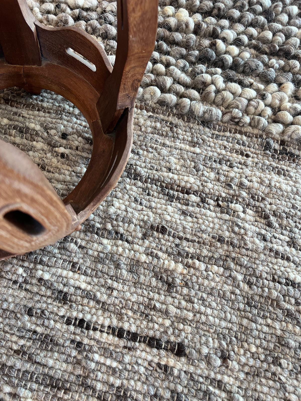 Fatima Half Bobble Wool Area Rug in Gray 2.5ft by 4ft