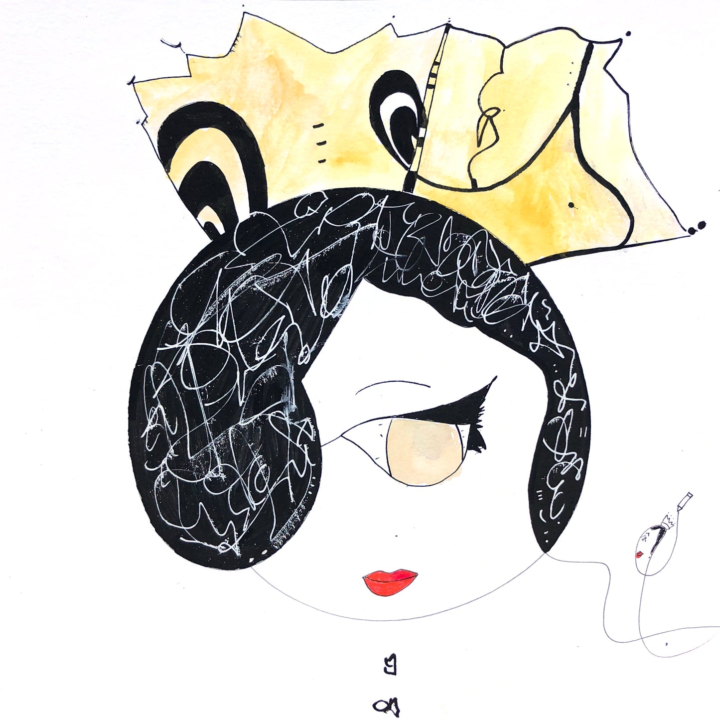 Popolishis #12 "Desiree" Original in Mixed Media