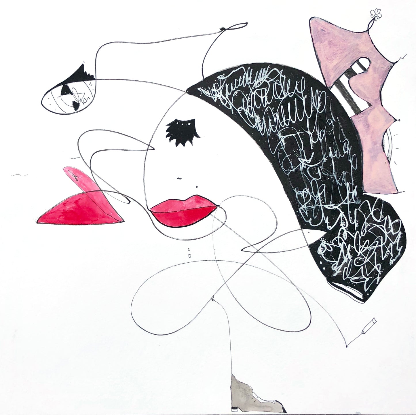 Popolishis #13 "Leonora Alfin" Original in Mixed Media