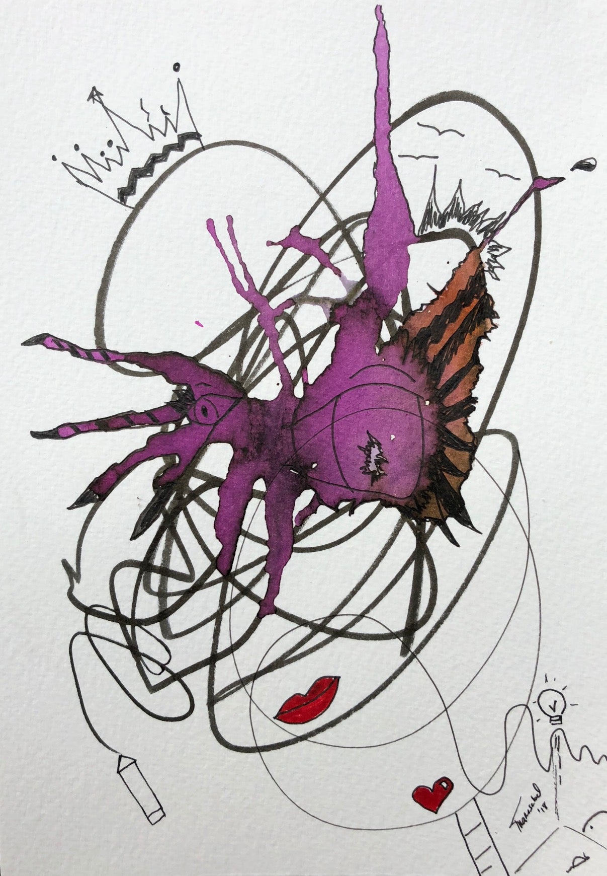 Mixed media original painting by Marisabel Bazan Popolishis