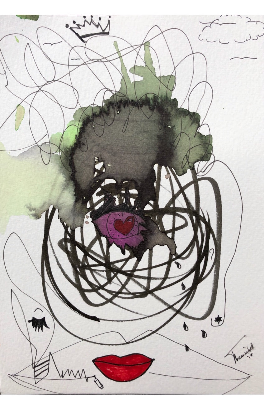 Mixed media original painting by Marisabel Bazan Popolishis