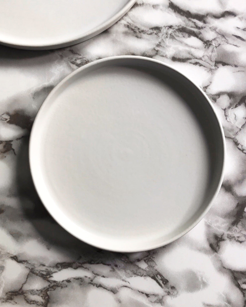 Handmade ceramic plate matte glaze white