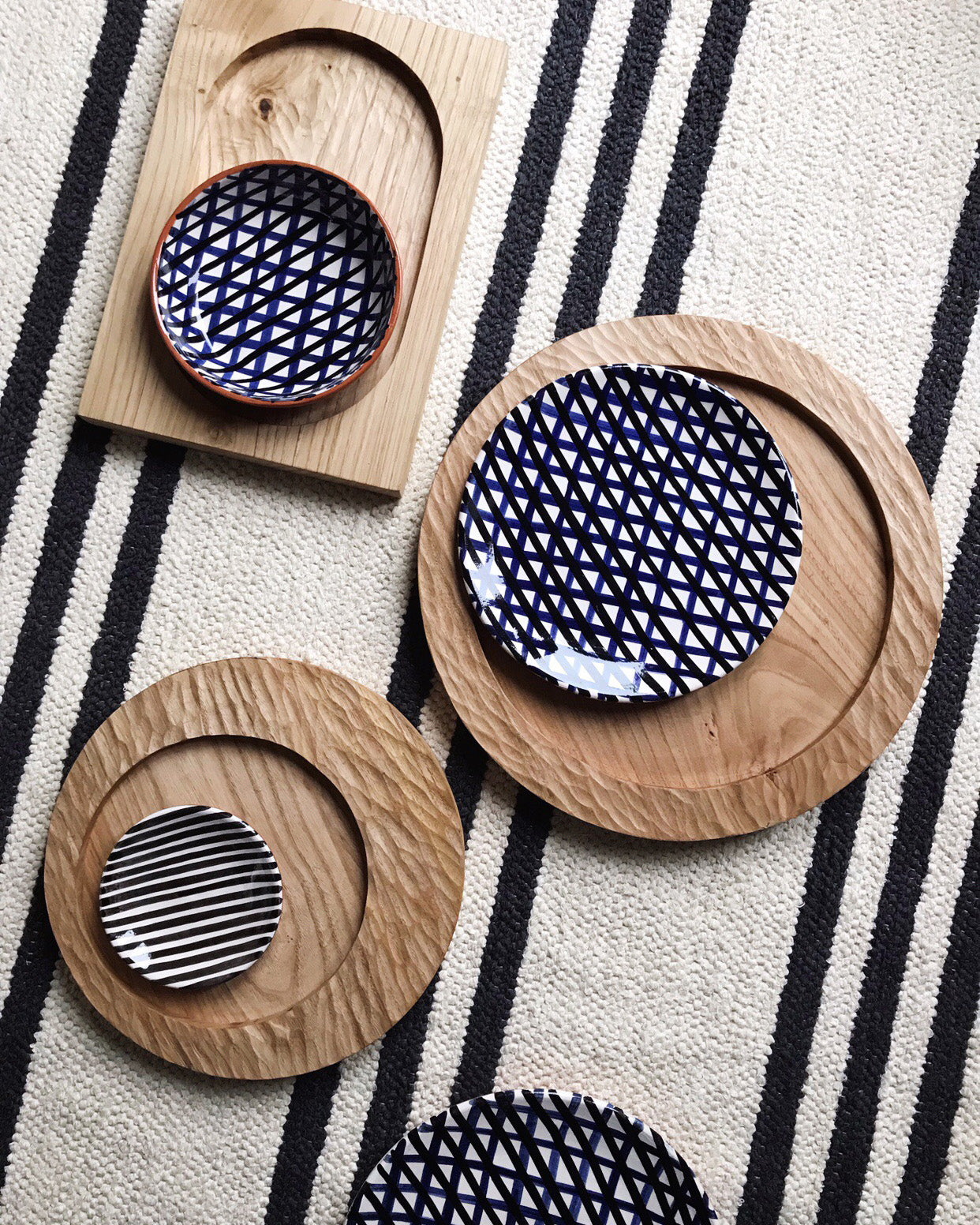 Carved wood trays natural