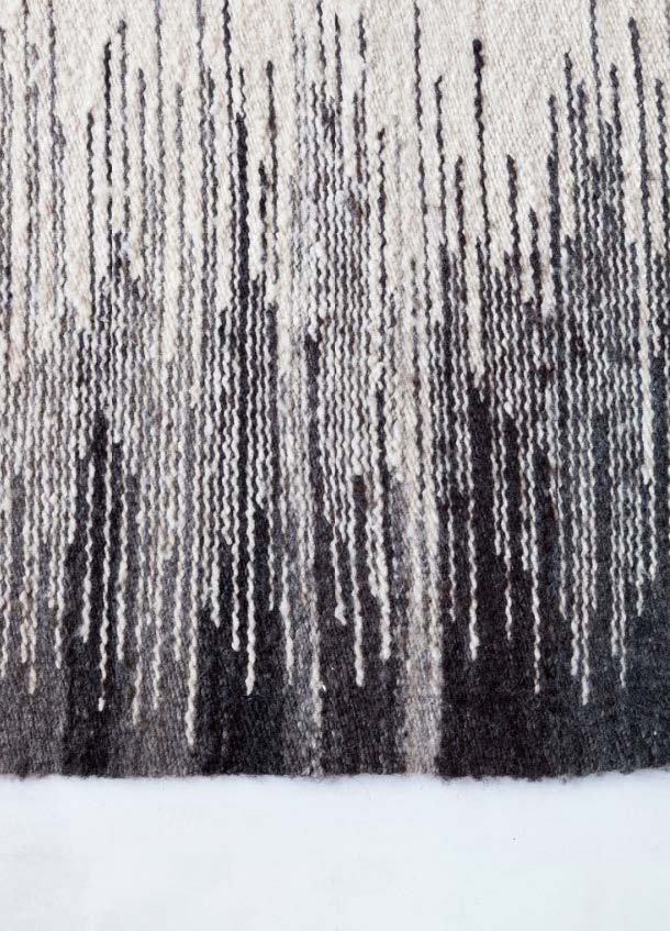 Handwoven wool rug black and white
