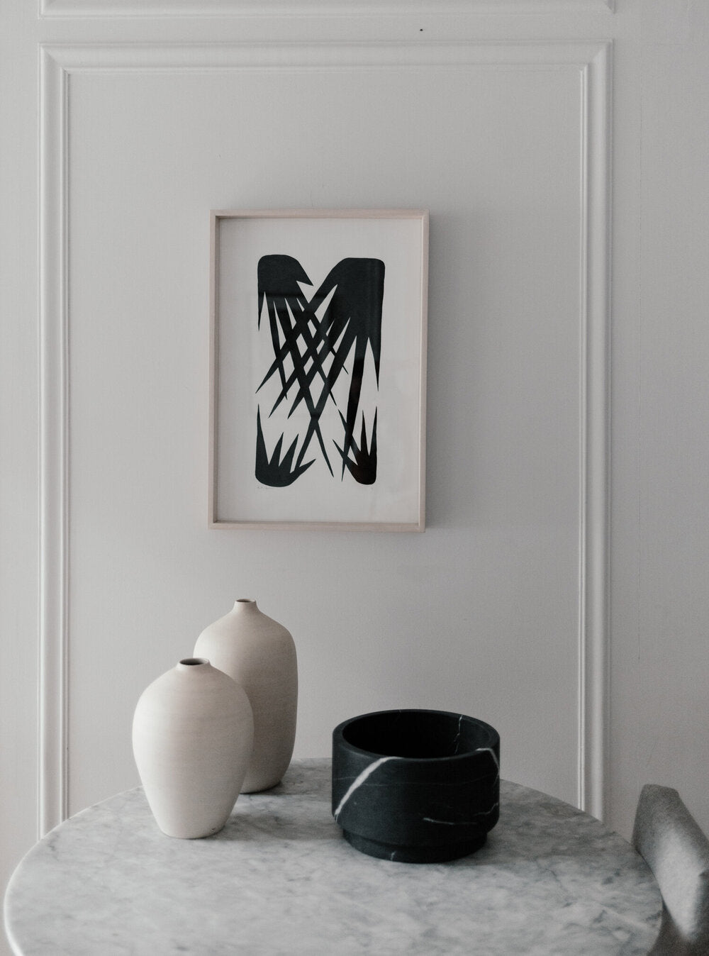 Cylinder Vase in Black Marble - Wide