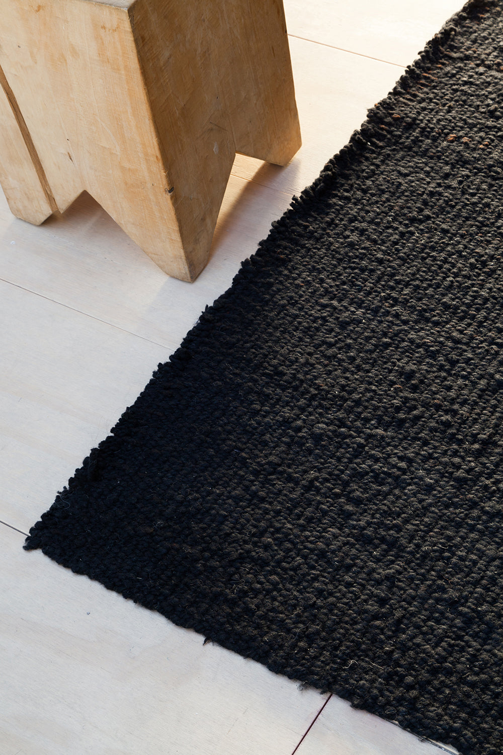 Black medium weave rug detail