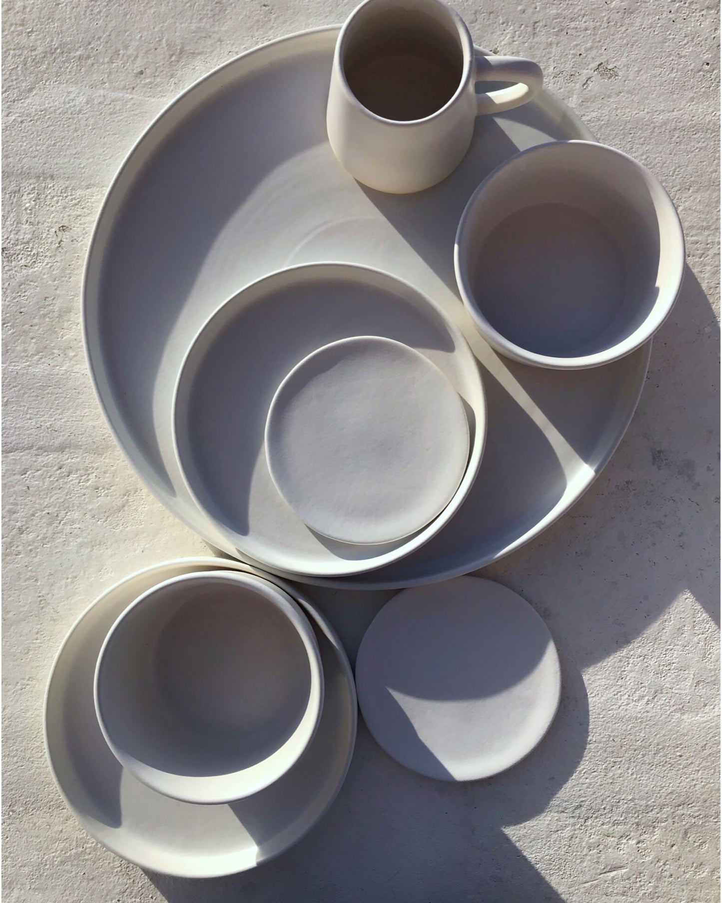 Handmade ceramic platter matte glaze white