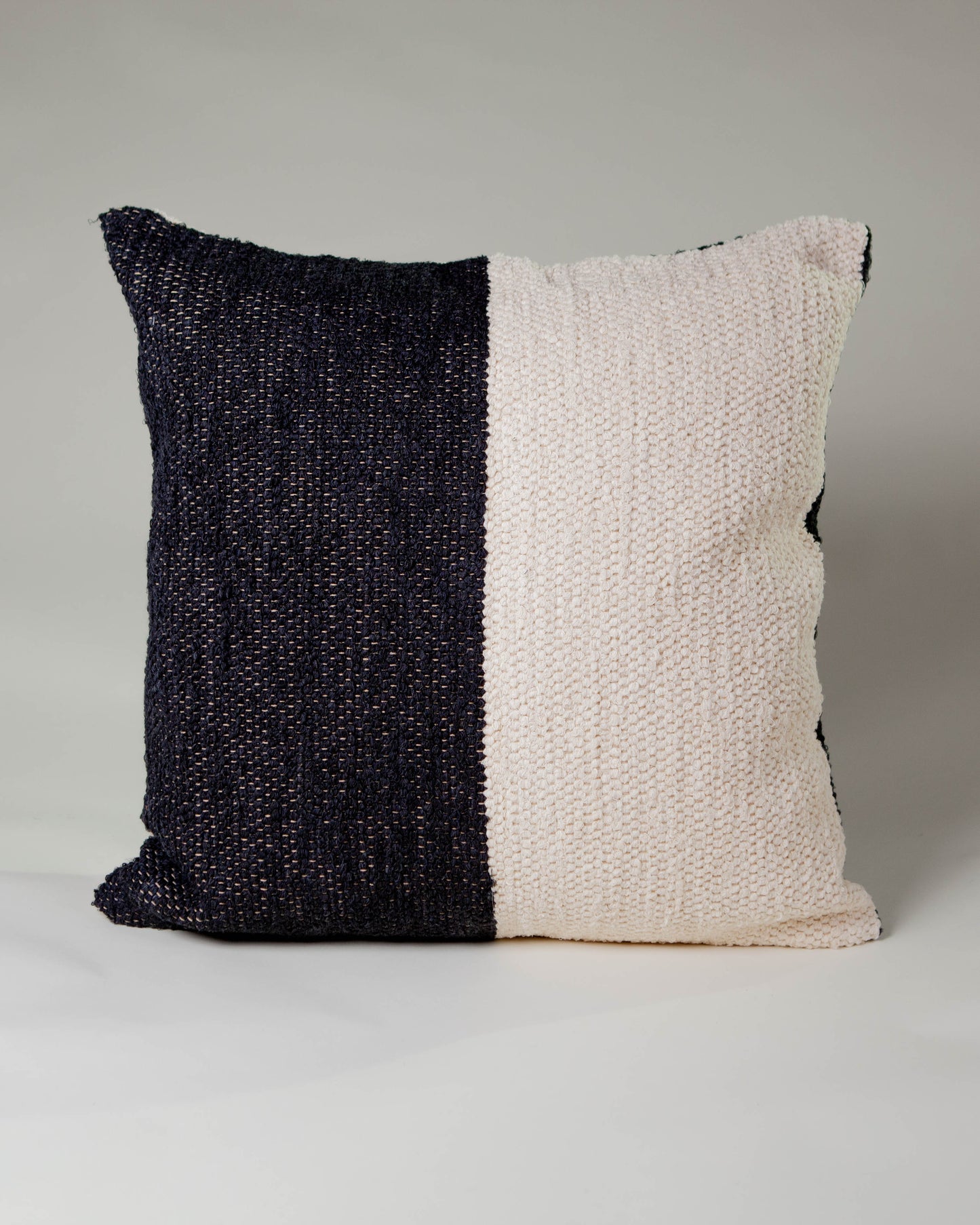 Handwoven cotton pillow black and white B&W