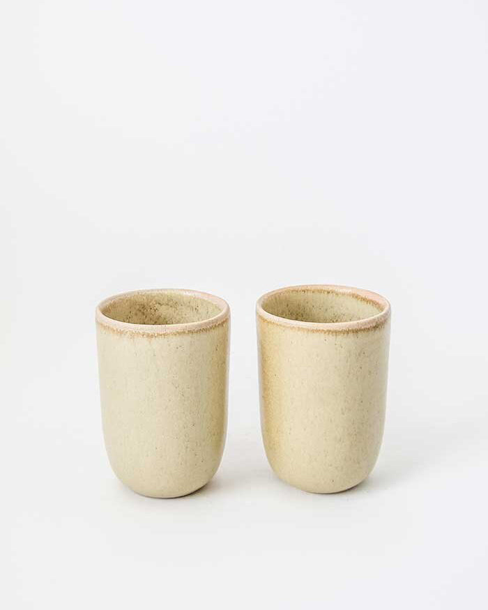 Cream Custard Handmade Cups - Set of 4