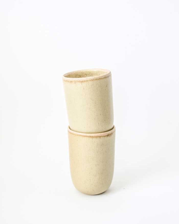 Cream Custard Handmade Cups - Set of 4