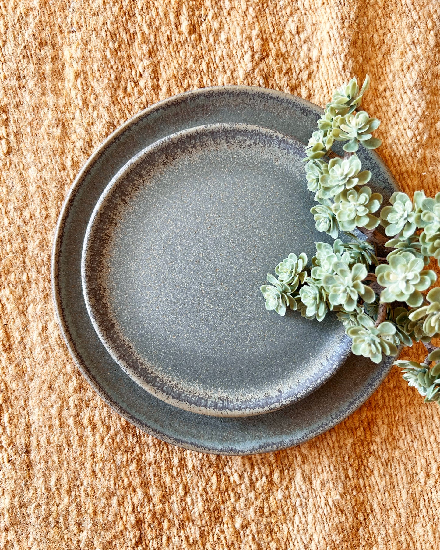 Aqua Ceramic Handmade Salad Plates - Set of 4