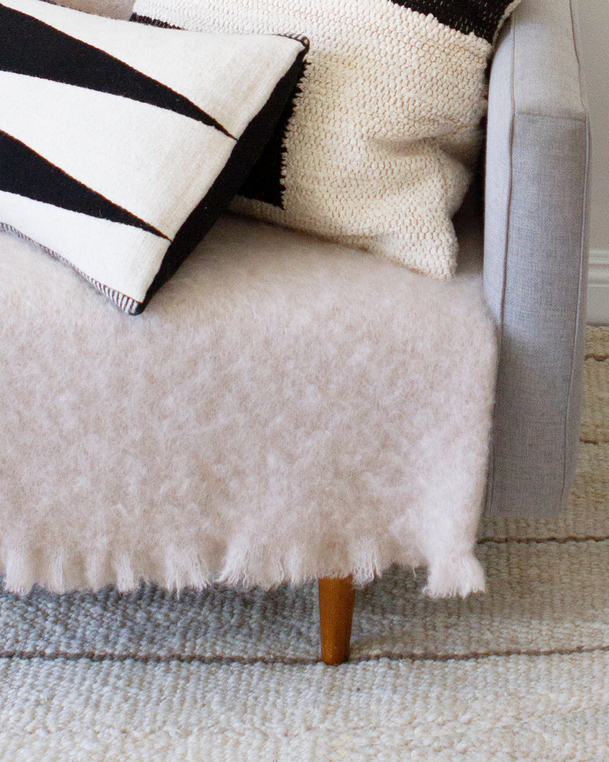 Ecru Mohair Blanket Throw