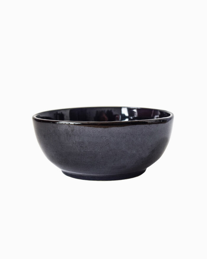 Black Caviar Handmade Wide Soup Bowls - Set of 4