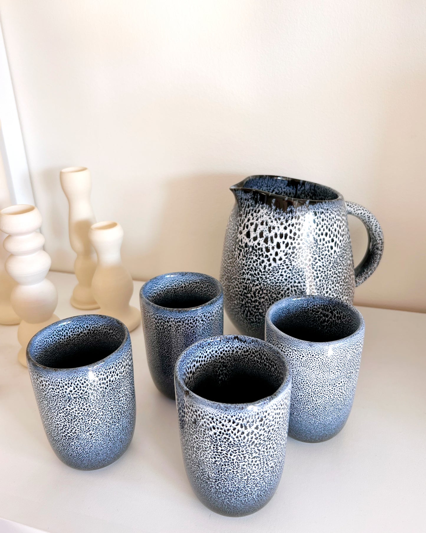 Indigo Ceramic Handmade Cups - Set of 4