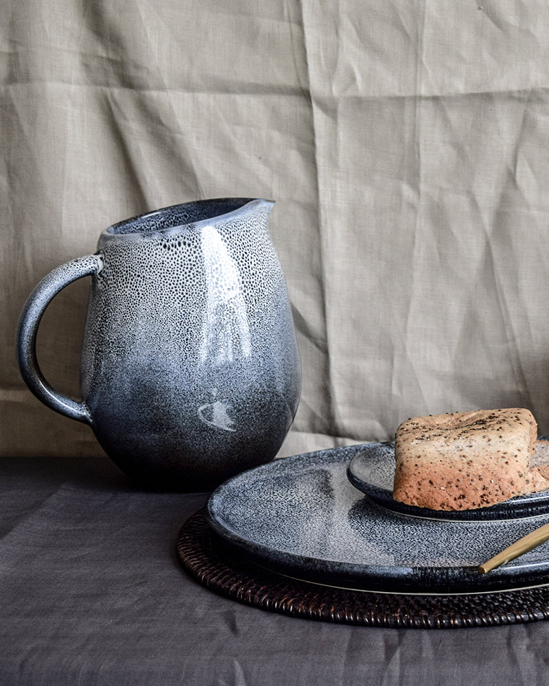 Indigo and White Handmade Ceramic Pitcher