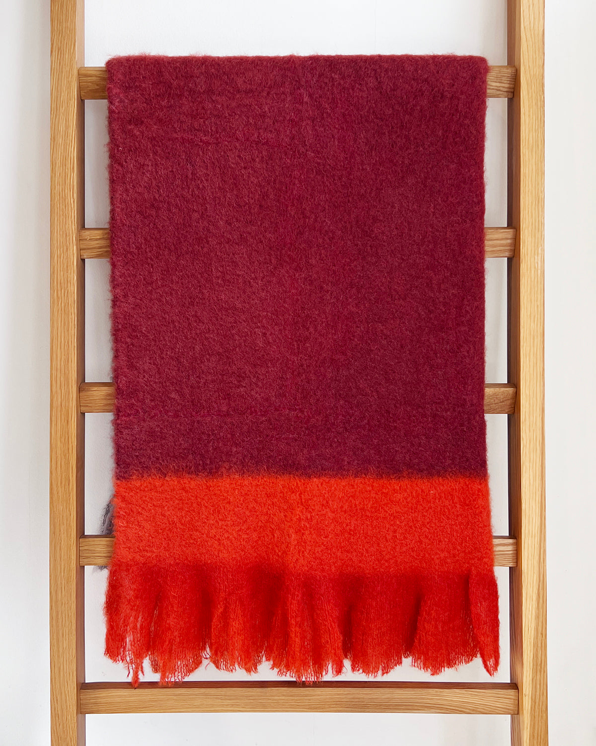 Burgundy Color Block Ezcaray Mohair Throw