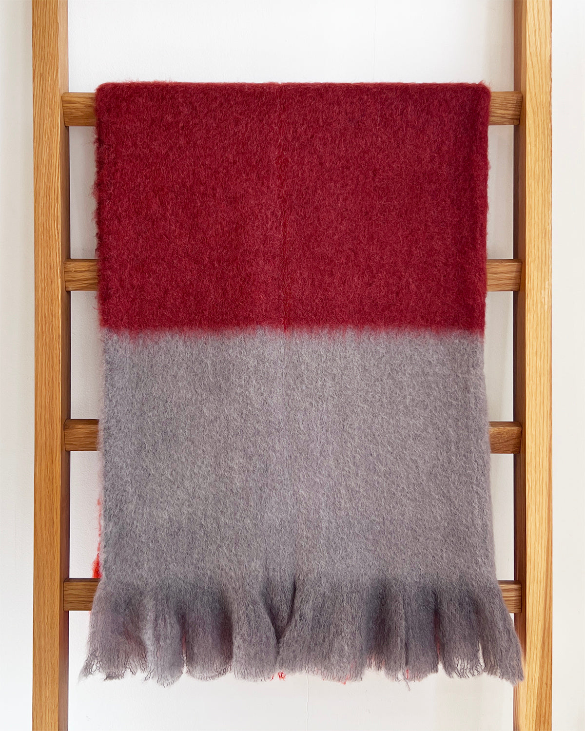 Burgundy Color Block Ezcaray Mohair Throw