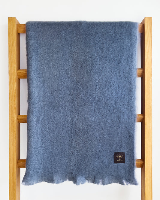 Dusty Blue Mohair Blanket Throw