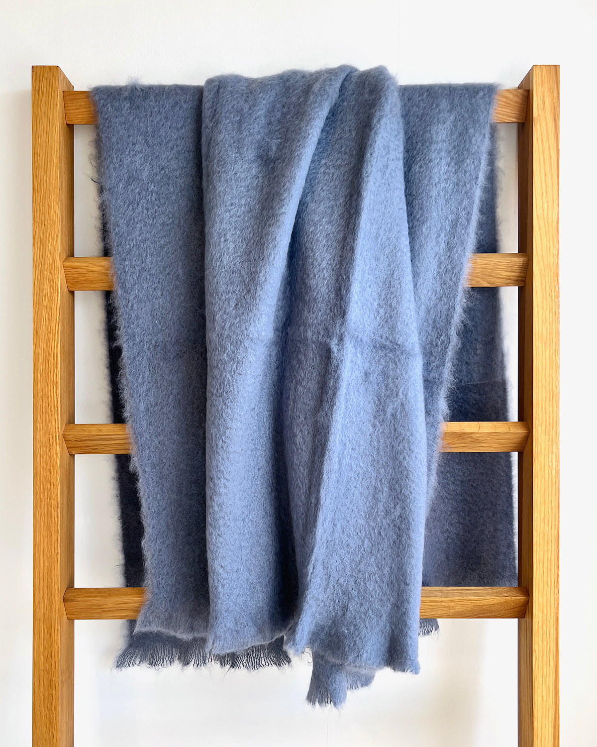 Dusty Blue Mohair Blanket Throw