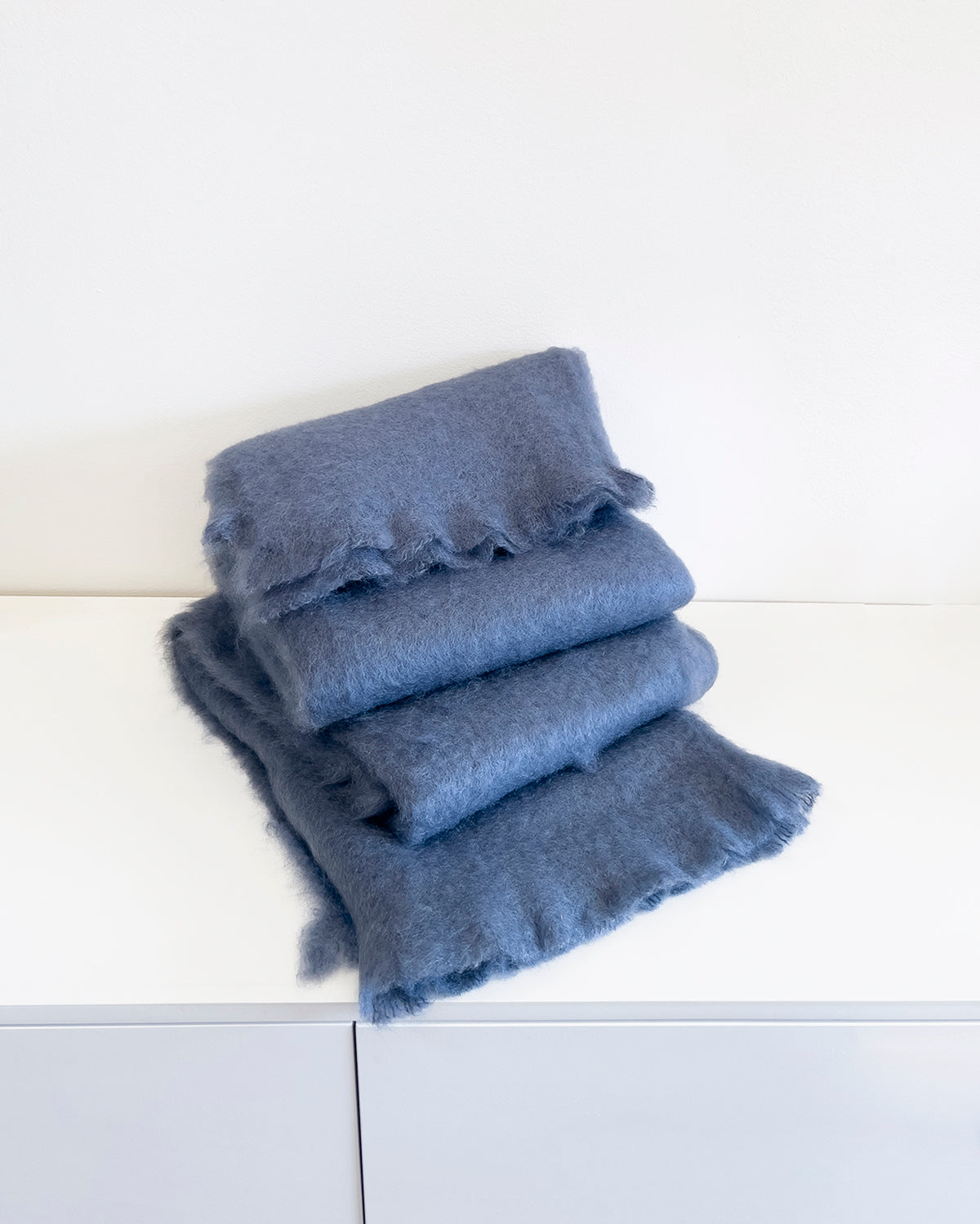 Dusty Blue Mohair Blanket Throw