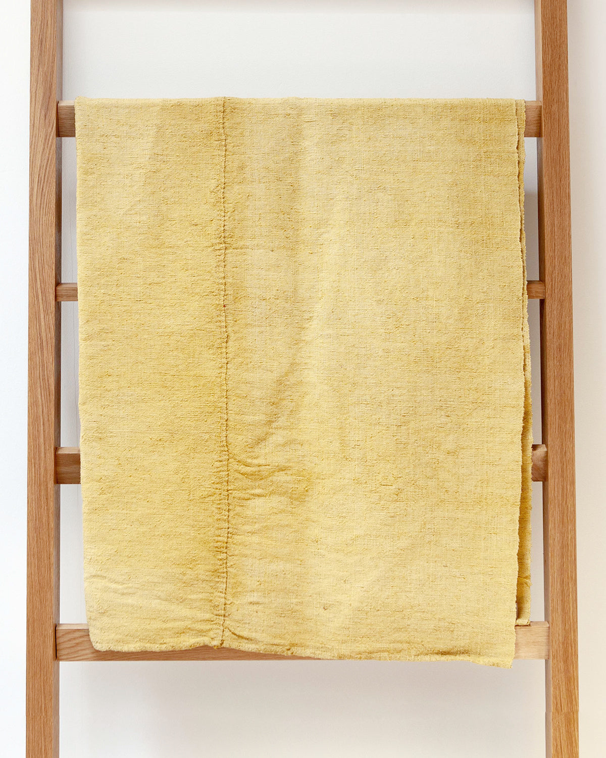 Hand-Painted Vintage Linen Throw - Yellow