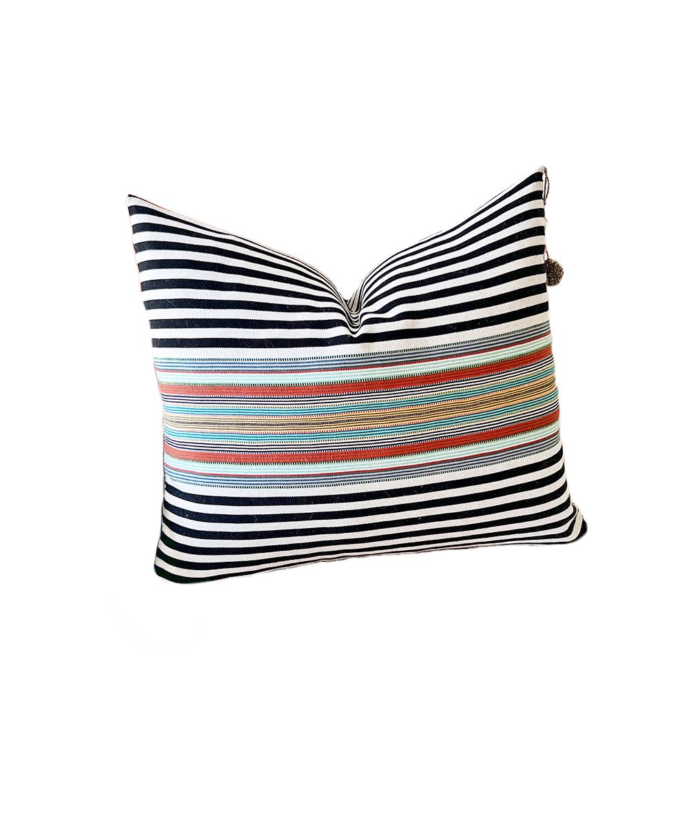 SALE SanCri Black and Green Stripe Pillow