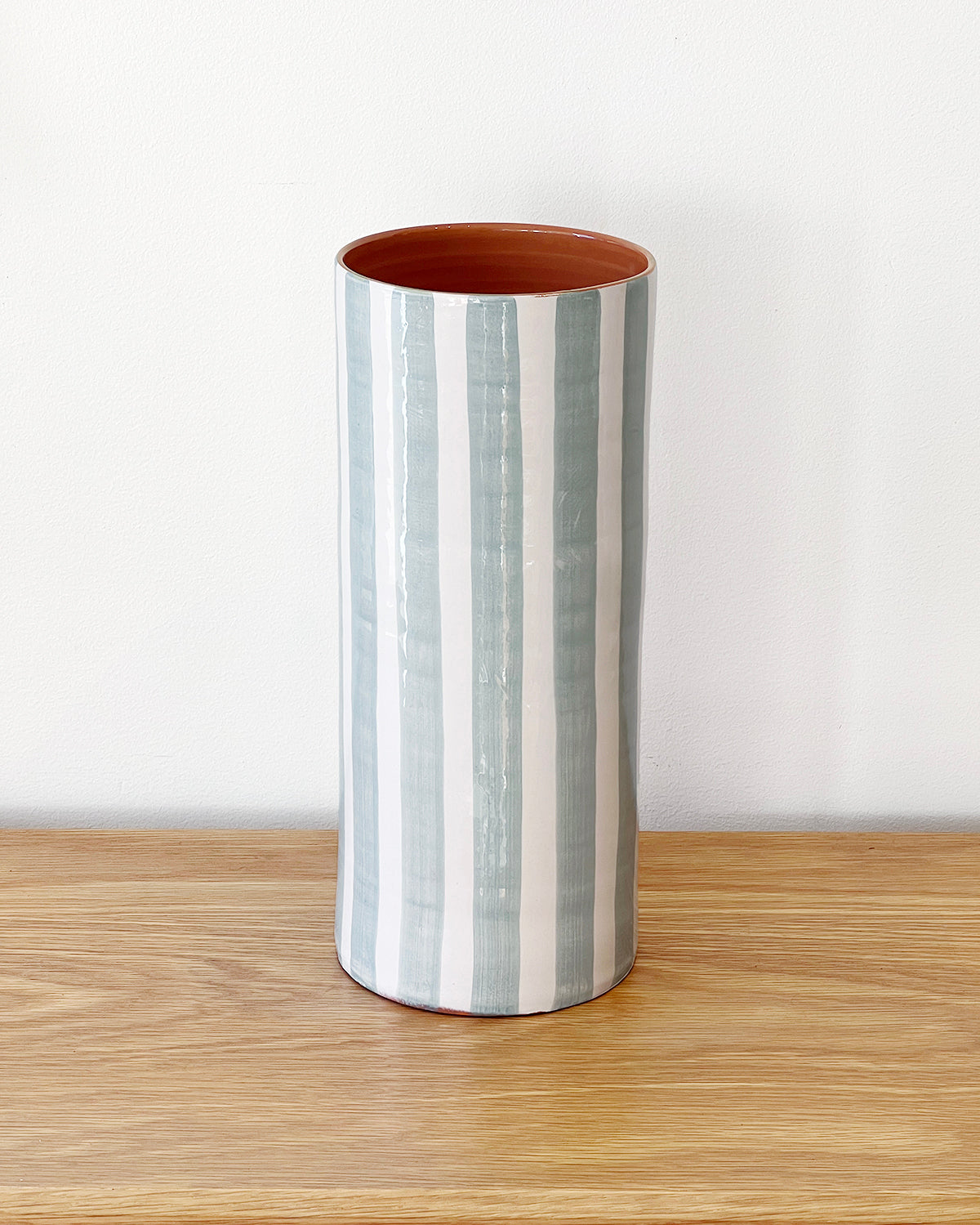 Casa Cubista Large Bold Stripe Vase in Sage