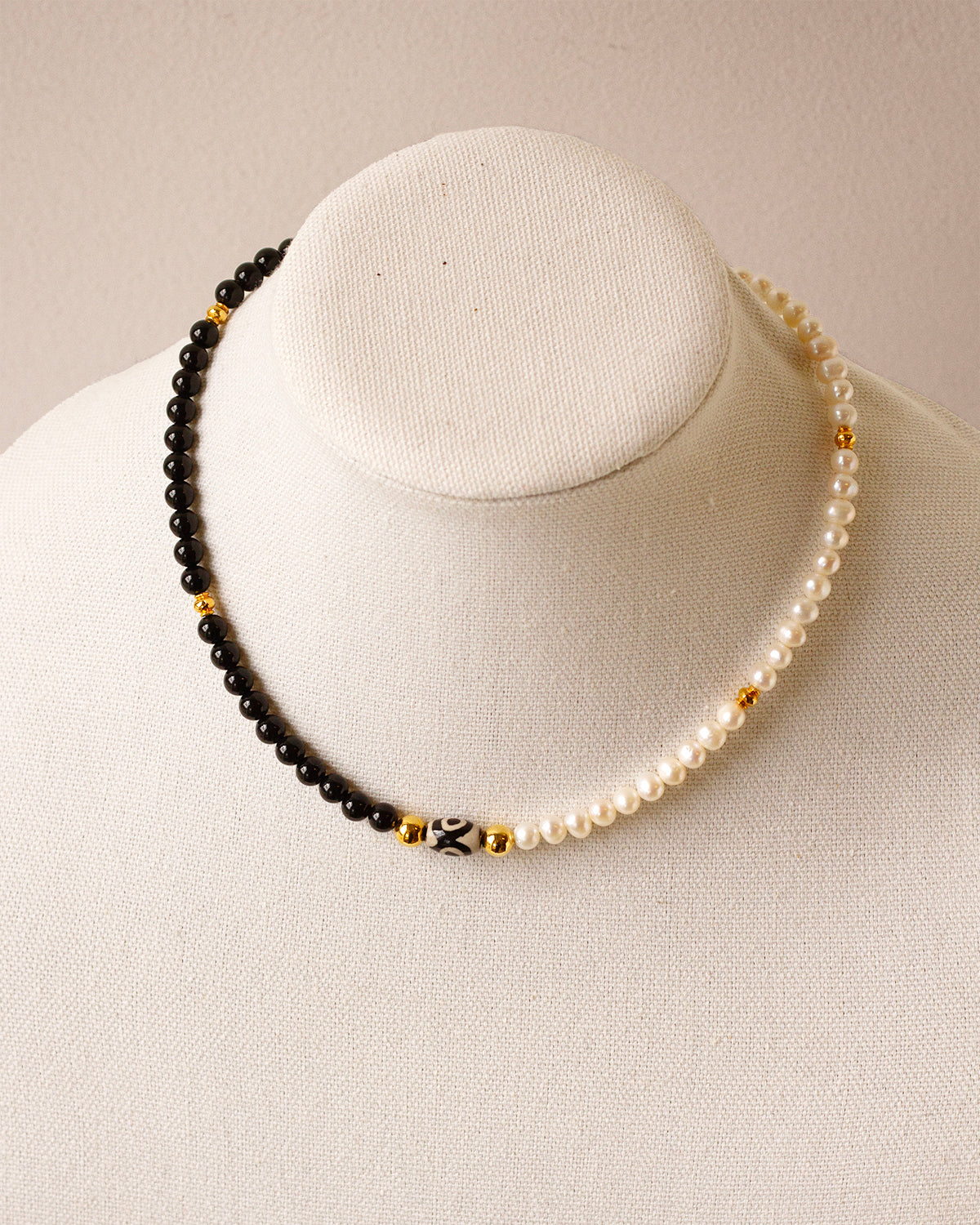 Ying Yang Pearl & Onyx Necklace