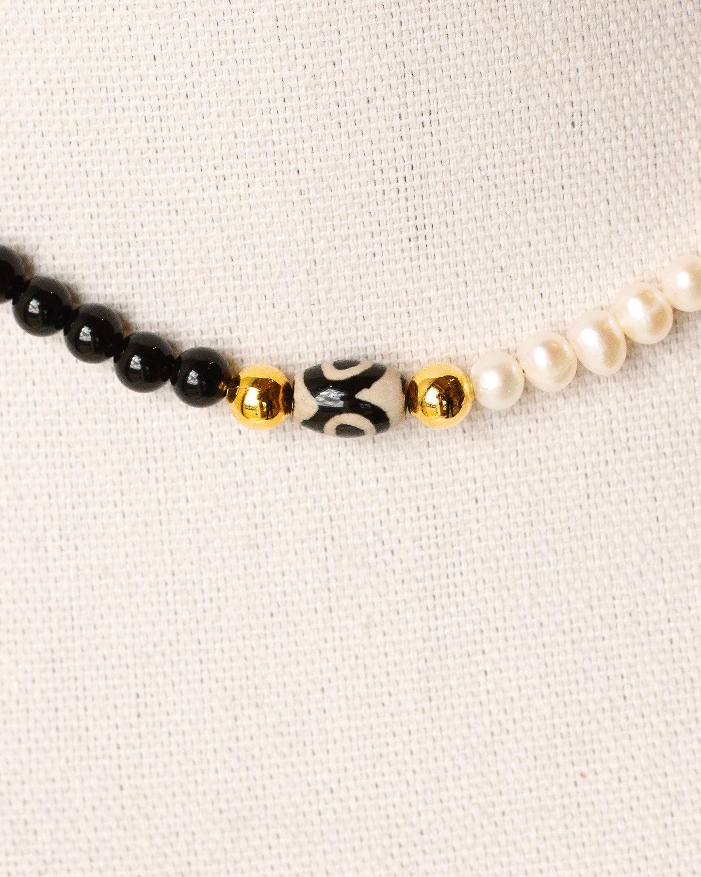 Ying Yang Pearl & Onyx Necklace