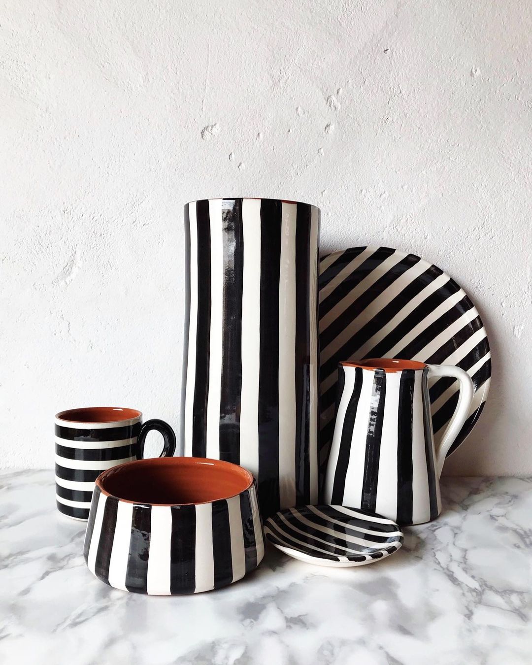 Casa Cubista Large Bold Stripe Vase in Black